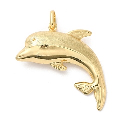 Real 18K Gold Plated Brass Pendant Rhinestone Setting, Long-Lasting Plated, Lead Free & Cadmium Free, Dolphin Charm, Real 18K Gold Plated, 62mm, Hole: 10x6mm, Fit for 1.4mm rhinestone