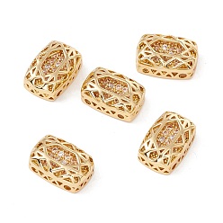 Champagne Gold Eco-friendly Brass Micro Pave Cubic Zirconia Multi-strand Links, Rack Plating, Cadmium Free & Lead Free, Rectangle, Golden, Champagne Gold, 12x8x5mm, Hole: 1.2mm
