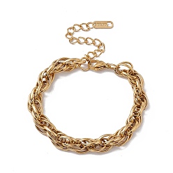 Oro 304 pulsera de cadena de cuerda de acero inoxidable para hombres y mujeres, dorado, 6-1/2 pulgada (16.5 cm)