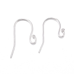 Silver 925 Sterling Silver Earring Hooks, with 925 Stamp, Silver, 24x12x2mm, 20 Gauge, Pin: 0.8mm