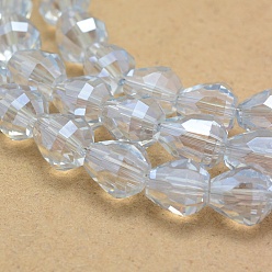 Ghost White Electroplate Glass Beads, Pearl Luster Plated, Faceted, teardrop, Ghost White, 12.5x12mm, Hole: 1.2mm
