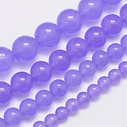 Medium Purple Natural & Dyed Malaysia Jade Bead Strands, Round, Medium Purple, 8mm, Hole: 1.0mm, about 48pcs/strand, 15 inch