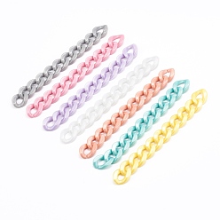 Mixed Color Handmade Opaque Acrylic Curb Chains, Twisted Link Chain, Mixed Color, 23x16.5x4mm, about 39.37 inch(1m)/strand