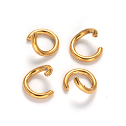 Oro Revestimiento iónico (ip) 304 anillos de salto abiertos de acero inoxidable, dorado, 7x1.2 mm, diámetro interior: 4.6 mm