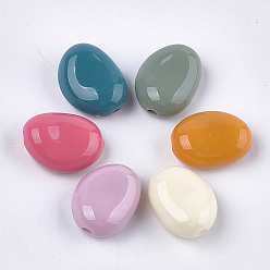 Mixed Color Opaque Acrylic Beads, Oval, Mixed Color, 24x18.5x10.5mm, Hole: 3mm