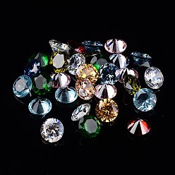 Mixed Color Diamond Shape Glass Rhinestone Cabochons, Pointed Back, Mixed Color, 6x4mm, about 100pcs/bag