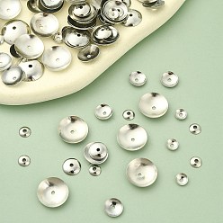 Platinum 400Pcs 4 Styles Iron Bead Cones, Disc, Platinum, 4~10x1~1.8mm, Hole: 1mm, 100pcs/style