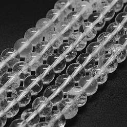 Cristal de Quartz Naturelles cristal de quartz brins de perles, perles de cristal de roche, ronde, classe ab, 6mm, Trou: 0.8mm, Environ 61 pcs/chapelet, 15.3 pouce (39 cm)