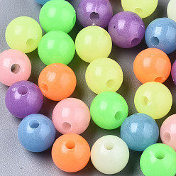 Mixed Color Luminous Acrylic Beads, Glow in the Dark, Round, Mixed Color, 10mm, Hole: 2.5mm, about 950pcs/500g
