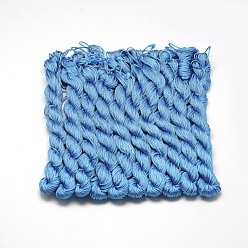 Bleu Dodger Câblés en polyester tressé, Dodger bleu, 1mm, environ 28.43 yards (26m)/paquet, 10 faisceaux / sac