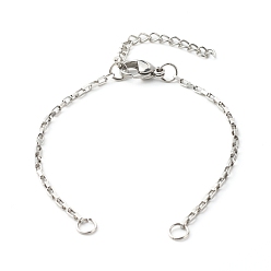 Stainless Steel Color 304 Stainless Steel Box Chain and Bracelet Making, with Jump Rings, Lobster Claw Clasps & Ends Chains, Stainless Steel Color, 15.5x0.2x0.1cm