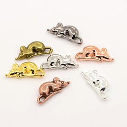 Mixed Color Alloy Animal Mouse Rat Charms Pendants, Mixed Color, 18x8x3mm, Hole: 3x1mm