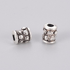 Antique Silver Tibetan Style Alloy Spacer Beads, Lead Free and Cadmium Free, Column, Antique Silver, 6x6mm, Hole: 2mm