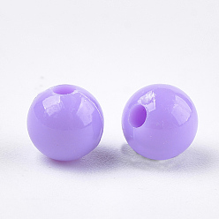 Lilac Opaque Plastic Beads, Round, Lilac, 6x5.5mm, Hole: 1.8mm, about 4790pcs/500g
