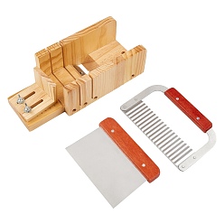 Wood Wood Soap Cutter Set, Soap Mold with Straight Wavy Stainless Steel Slicer Planer Knife, for Soap Making, 27.9x11.8x8.5cm