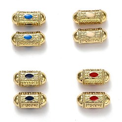 Mixed Color Brass Enamel Beads, Long-Lasting Plated, Real 18K Gold Plated, Oval & Word, Mixed Color, 19x9x9mm, Hole: 2mm