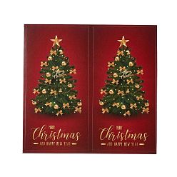 Árbol de Navidad Pegatinas autoadhesivas tema navideño, para regalos decorativos de fiesta, Rectángulo, Modelo del árbol de navidad, 104x105x5 mm, pegatinas: 100x50 mm, 2pcs / hoja, 25 sábanas / bolsa.
