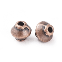 Red Copper Tibetan Style Spacer Beads, Bicone, Zinc Alloy, Lead Free & Cadmium Free, Red Copper Color, 5x4.5mm, Hole: 1mm