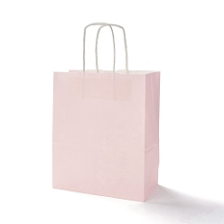 Misty Rose Rectangle Paper Bags, with Handles, for Gift Bags and Shopping Bags, Misty Rose, 26.5x22x11.1cm, Fold: 26.5x22x0.2cm