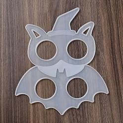 Bat Тема Хэллоуина, оправа для очков своими руками, украшение, силиконовые формы, формы для литья смолы, для уф-смолы, изготовление изделий из эпоксидной смолы, летучая мышь, 230x190x5 мм, внутренний диаметр: 120x143 мм и 93x183 мм
