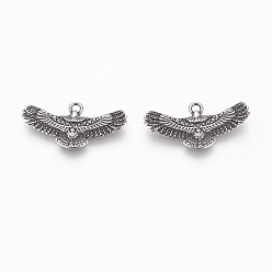 Antique Silver 304 Stainless Steel Pendants, Eagle, Antique Silver, 13x25x2mm, Hole: 1.6mm