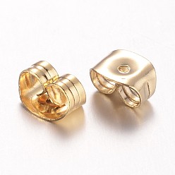 Oro 304 tuercas del oído de acero inoxidable, respaldos de aretes de fricción para aretes, dorado, 6x4.5x3 mm, agujero: 0.8 mm