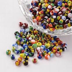Color mezclado 8/0 colores opacos filtran perlas de vidrio, granos de la semilla redondas, color mezclado, 2.5~3x2~3 mm, Agujero: 0.8 mm, sobre 1600 unidades / 50 g