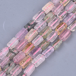 Autres Quartzs Brins de perles de quartz mélangés naturels, facette, colonne, 9.5~11x6.5~8x7~8mm, Trou: 0.8mm, Environ 15~17 pcs/chapelet, 7.28~7.48 pouce