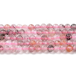 Quartz Fraise Naturel de fraise de quartz brins de perles, facette, ronde, 2~2.5mm, Trou: 0.5mm, Environ 161~162 pcs/chapelet, 14.96 pouce (38 cm)