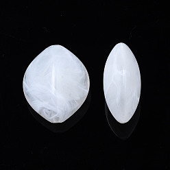 Ivoire Perles acryliques, style de pierres fines imitation, losange, blanc crème, 29.5x24.5x14.5mm, Trou: 2mm, environ120 pcs / 500 g