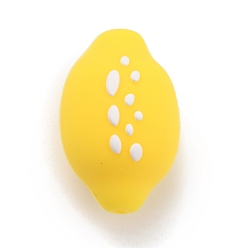 Желтый Пищевые экологически чистые силиконовые фокусные шарики, жевательные бусины для чайников, DIY уход за ожерельем, лимон, желтые, 25.5x17.5x16.5 мм, отверстие : 2 мм