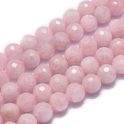 Cuarzo Rosa Natural aumentó de perlas de cuarzo hebras, facetados, rondo, 8 mm, agujero: 1 mm, sobre 49 unidades / cadena, 15.7 pulgada (40 cm)