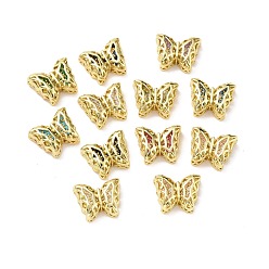 Mixed Color Eco-friendly Brass Cubic Zirconia Multi-Strand Links, Cadmium Free & Lead Free, Butterfly, Golden, Mixed Color, 11x14x5.6mm, Hole: 1.2mm