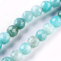 Amazonite Natural Amazonite Beads Strands, Faceted, Round, 5.5~6mm, Hole: 0.6mm, about 66pcs/strand, 15.1 inch(38.6cm)
