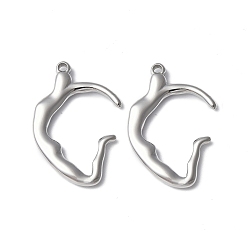 Stainless Steel Color 304 Stainless Steel Pendants, Stainless Steel Color, 31x21x3mm, Hole: 1.6mm