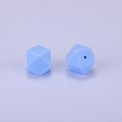 Azul Claro Cuentas de silicona hexagonales, masticar cuentas para mordedores, diy collares de enfermería haciendo, azul claro, 23x17.5x23 mm, agujero: 2.5 mm