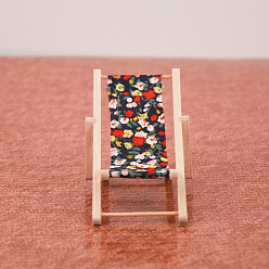 Colorful Wood Beach Chair Model, Dollhouse Toy for 1:12 Scale Miniature Dolls, Colorful, 110x57mm