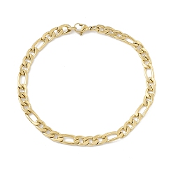 Oro Chapado al vacío 304 pulsera de cadenas figaro de acero inoxidable para hombres y mujeres, dorado, 9-1/2 pulgada (24.2 cm)