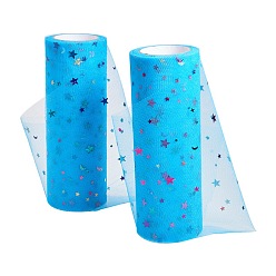 Bleu Vert Rubans de maille déco à paillettes étoiles benecreat, tissu de tulle, Tissu à carreaux en tulle pour la fabrication de jupe, sarcelle, 6 pouce (15.24 cm), à propos de 10yards / roll (9.144m / roll)