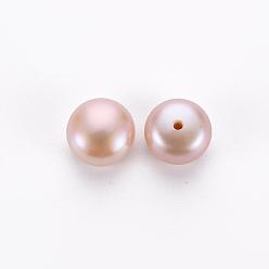 Lavender Blush Natural Cultured Freshwater Pearl Beads, Grade 3A, Half Drilled, Rondelle, Dyed, Lavender Blush, 8x5mm, Hole: 0.8mm, about 66pcs/board