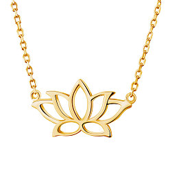 Golden SHEGRACE Vogue Design 925 Sterling Silver Pendant Necklace, Real 18K Gold Plated, with Lotus Flower Pendant(Chain Extenders Random Style), Golden, 16.1 inch