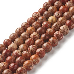 Naranja Rojo Hilos de cuentas de jaspe imperial natural, teñido, rondo, marrón, 8~8.5 mm, agujero: 1~1.2 mm, sobre 47~48 unidades / cadena, 15.16 pulgada (38.5 cm)