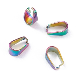 Rainbow Color Ion Plating(IP) 304 Stainless Steel Snap on Bails, Rainbow Color, 7x4x3mm, Inner: 6x3mm