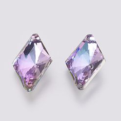 Violet K9 Glass Rhinestone Pendants, Imitation Austrian Crystal, Faceted, Rhombus, Violet, 27x17x8.5mm, Hole: 1.6mm