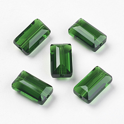Verde Imitación perlas de cristal austriaco, aaa grado, facetados, Rectángulo, verde, 6x12x5 mm, agujero: 0.7~0.9 mm