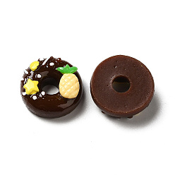 Coconut Brown Opaque Resin Imitation Food Decoden Cabochons, Donut, Coconut Brown, 19~20x8~10.5mm