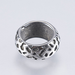 Antique Silver 304 Stainless Steel Beads, Ring, Antique Silver, 10x4.5mm, Hole: 6.5mm