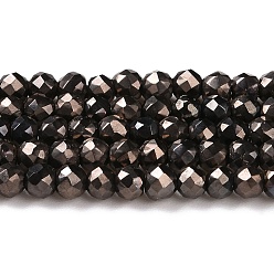 Gunmetal Plated Electroplate Glass Beads Strands, Full Plated, Faceted Round, Gunmetal Plated, 3x2.5mm, Hole: 0.7mm, about 149pcs/strand, 14.57''(37cm)