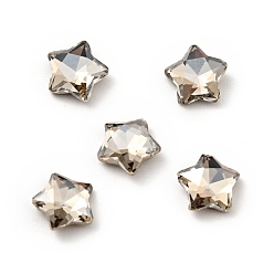Satin K9 Glass Rhinestone Cabochons, Flat Back & Back Plated, Faceted, Star, Satin, 7x7x3mm