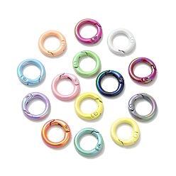 Mixed Color Spray Painted Alloy Spring Gate Ring, Rings, Mixed Color, 20x4.5mm